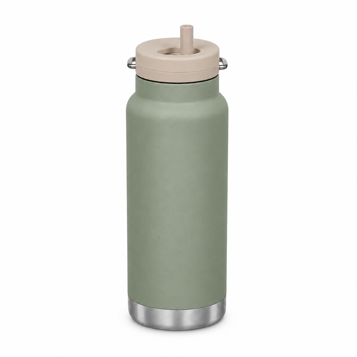 Matte Green Water Bottle With Straw - Image 2